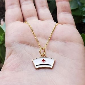 New Dainty Gold Nurse Cap Necklace